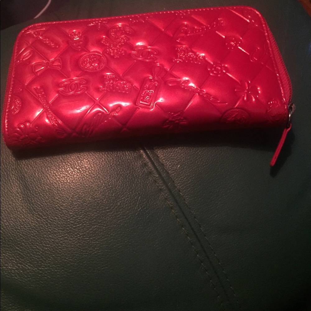 Chanel Embossed Patent Leather Wallet  Red!